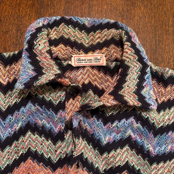 Vintage Baron von Stain unique collared knit sweater (size M) - Picture 2 of 15